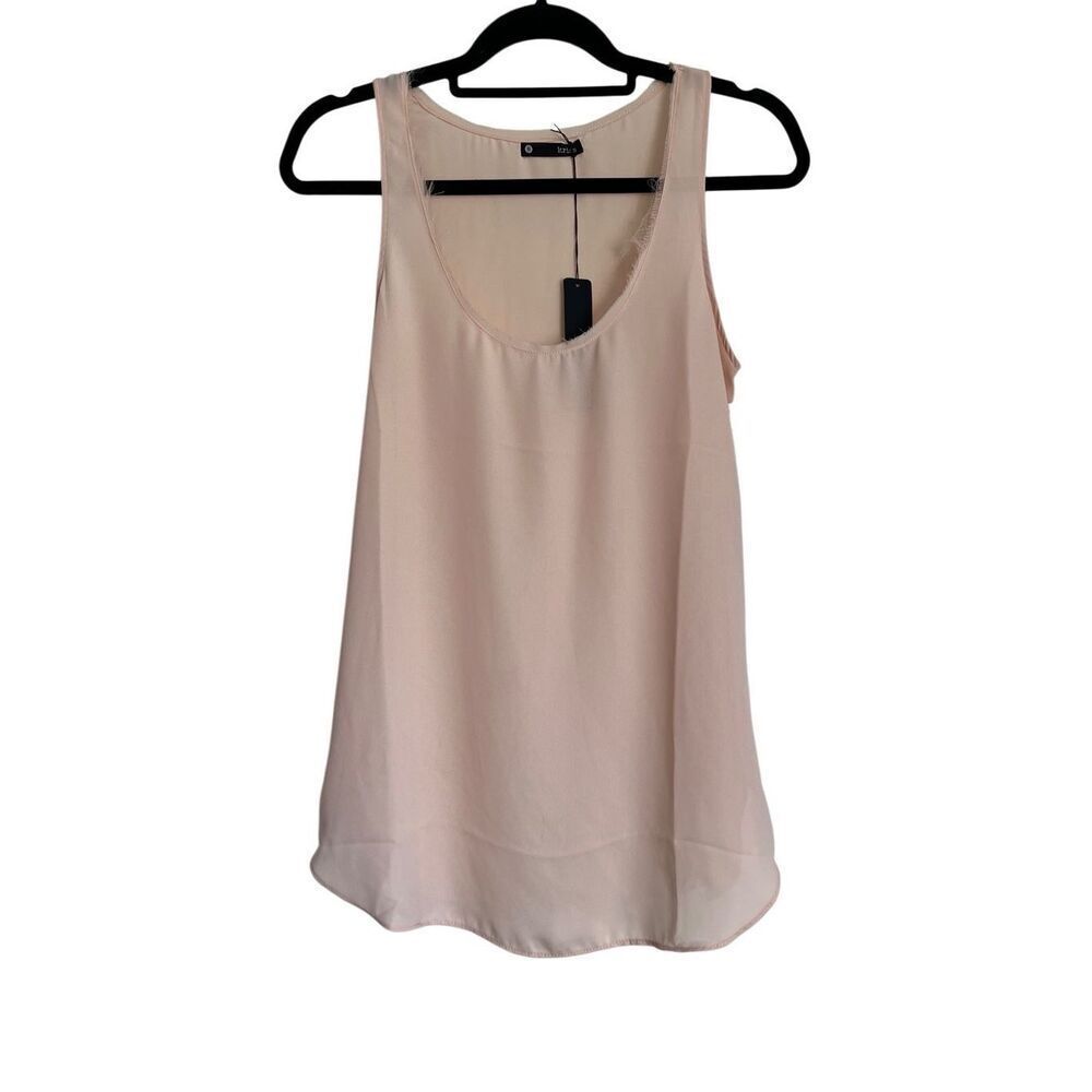 Revolve Krisa Top Womens Size Small Chiffon Peach Tank Scoop Neck Frayed Sheer